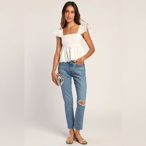 Ruffled Eyelet babydoll top